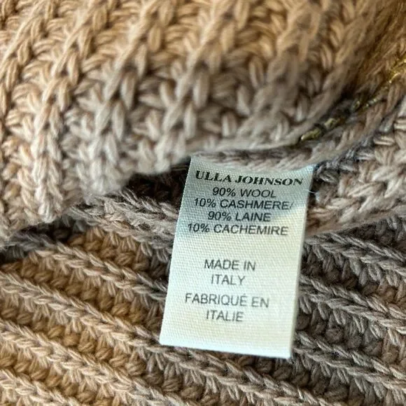 Ulla Johnson Victoire Pullover Gold Sweater Cashmere Blend